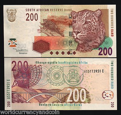 SOUTH AFRICA 200 RAND P132 2005 LEOPARD DISH ANTENNA UNC MONEY