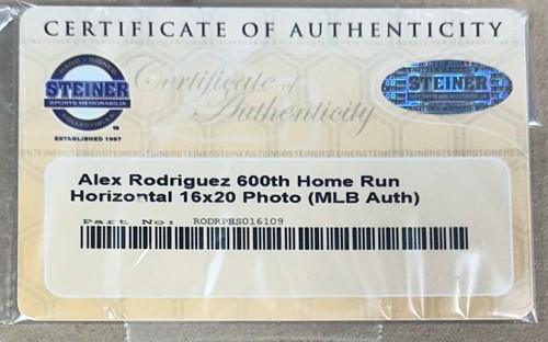 Alex Rodriguez Signed 16x20 Framed 600 HR Photo Yankees Auto Steiner MLB COA - Picture 5 of 12