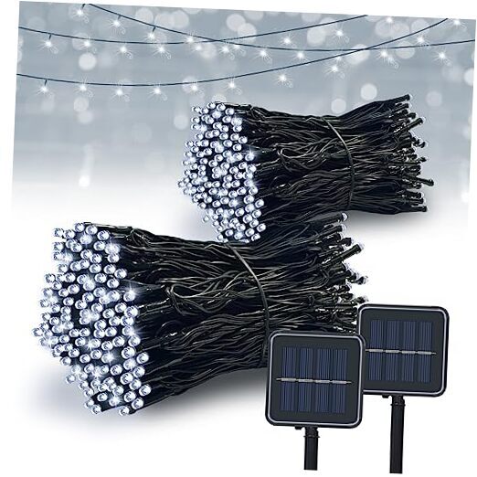 Solar String Lights Outdoor, 2 Pack 79FT 200 LED Waterproof Solar 100Cool White