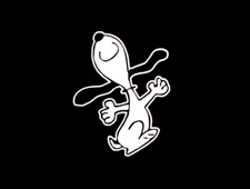 Snoopy Dancing WHITE vinyl decal for car windows weatherproof 4.4 x 3.5" USA