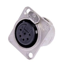 Neutrik NC6FD-L-1 XLR 6 Pin Female Chassis Panel Mount Nickel/Silver, Solder Cup