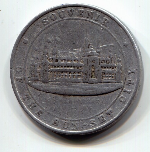 1894 EXPOSITION ALUMINUM SOUVENIR OF SUN-SET CITY MECHANICS BLD SF CALIFORNIA