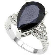 6.75ctw Pear Sapphire Solitaire and Topaz Accent Ring 14k White Gold over 925 SS