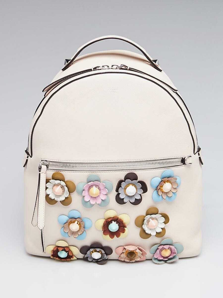 Fendi White/Multicolor Leather Flowerland Backpack Bag 8BZ035 | eBay