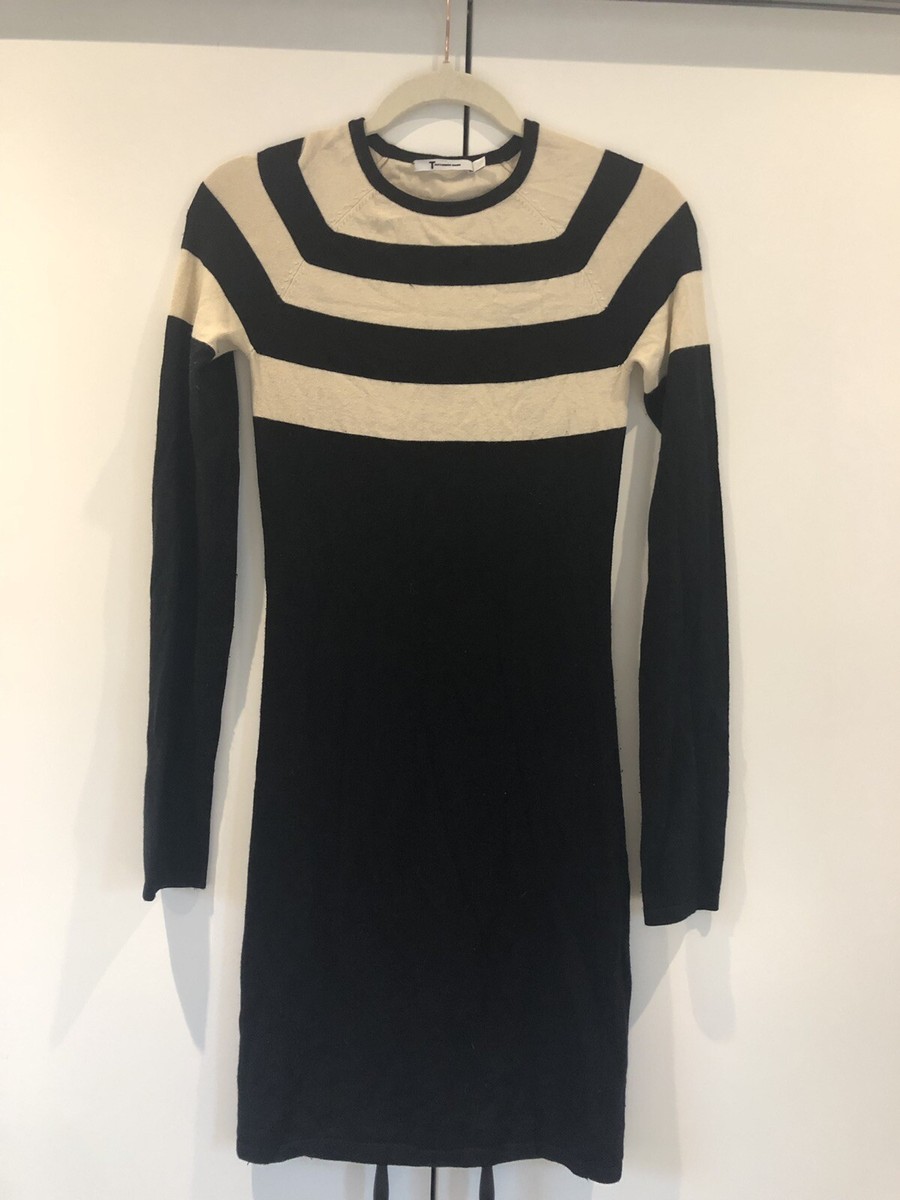 T Alexander Wang Stripe Color Block Long Sleeve Stretch Knit Sweater Dress  Sz S | eBay