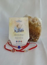 Evil Eye Red String Bracelet with Gold tone Bead - Gd Luck Charm Protection 3pc