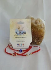 Evil Eye Red String Bracelet with Gold tone Bead - Gd Luck Charm Protection 3pc