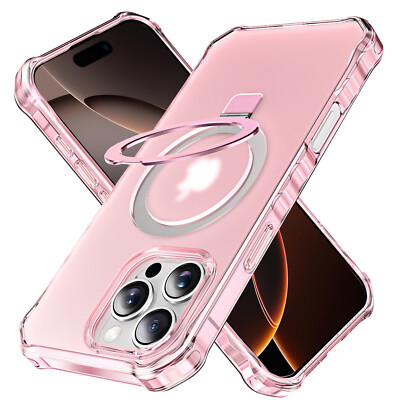 Magnetic Case for iPhone 16 15 14 13 Pro Max with O-Ring Stand Mag-Safe Cover