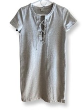 J. Crew Grey Lace-Up Knit LIghtweight Sweatshirt Dress Size XS Casual