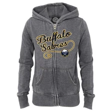 Buffalo Sabres NHL Girls' Grey Full Zip Fleece Hooded Jacket (4-16)