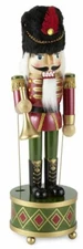 Wooden Christmas Nutcracker w/musical box, 14",RED & GREEN SOLDIER W/HORN 189,NP
