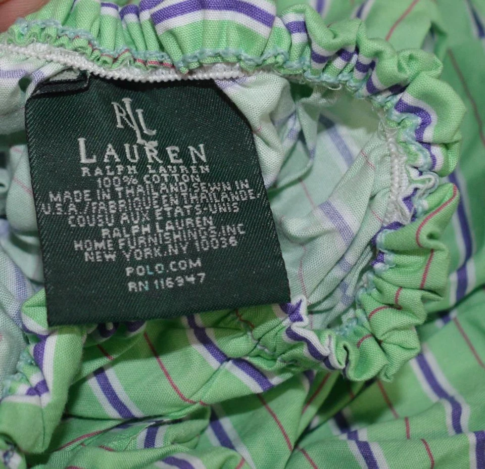 SÁBANA BAJERA AJUSTADA DE DISEÑADOR RALPH LAUREN Hampton Beach Club rayas verdes CAL KING NUEVA Foto 2 de 3