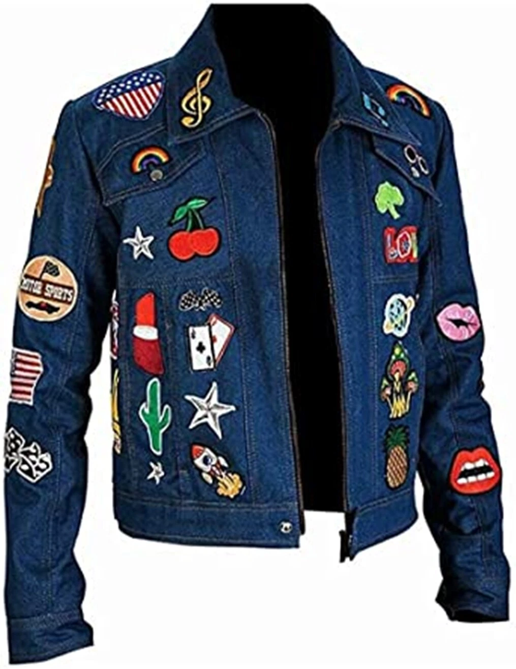 New Rocketman Elton Blue Denim Jacket with Patches