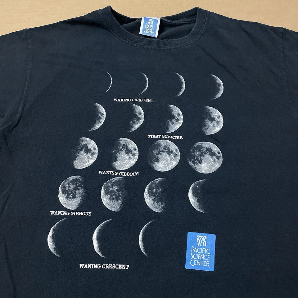 Camisa Fases Lunares Juvenil Extra Grande Negra Centro de Ciencias Científico Niños Niños Foto 2 de 4
