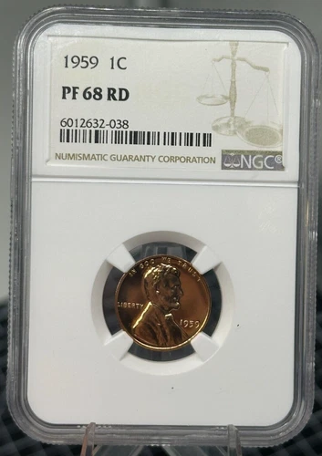 1959 Proof Lincoln Cent - NGC Graded PF68RD 68 Red