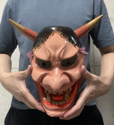 HAYASHI製/NOSAWA論外.Used costume Old Vintage Lacquer NOH MASK -Susanooh- 素戔嗚 – BRONZE MUSEUM JAPAN