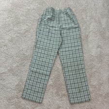 Vintage Koret Plaid High Waist Pleat Pants Women 22" Measure 80's Green White