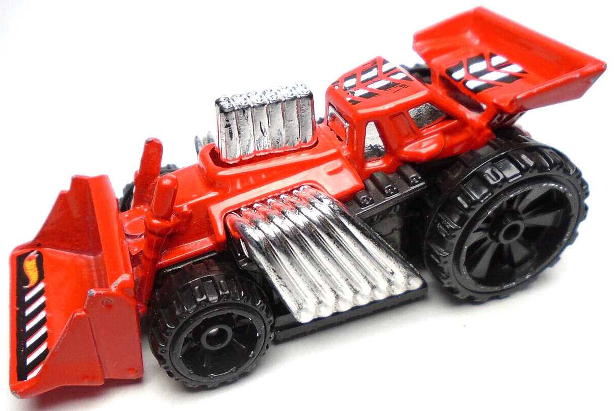 2015 HOT WHEELS SPEED DOZER RED 1:64 DIECAST 2 7/8" RACE BULLDOZER W WHITE BLACK