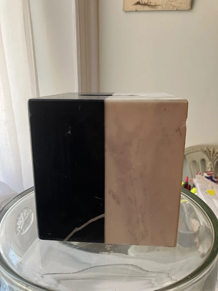 Jonathan Adler Black and White Marbe Tissue Box Cover - Image 4 of 4