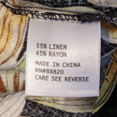 Panama Jack Womens short sleeve summer button up Hawaiian 55% linen shirt size M - Picture 6 of 7