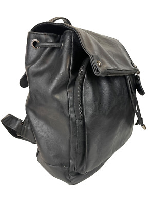 Supple Black Leather Backpack - 4 Zippered Pockets + Slip Pockets, Adjustable