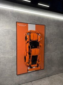 Art Holder Frame on the Wall 80x50 cm.  Technic 42056 Porsche 911 GT3 RS Orange