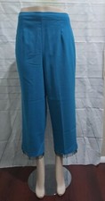 Women's Units Solid Blue Elastic Waist Capri Pants, Size L, Made In USA