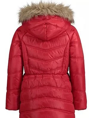 TOMMY HILFIGER Little Girls SCARLET SAGE Hooded Puffer Jacket 5 6