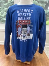 Vintage Wesners Wasted Waisins Funny Bar Sweatshirt Blue Wisconsin