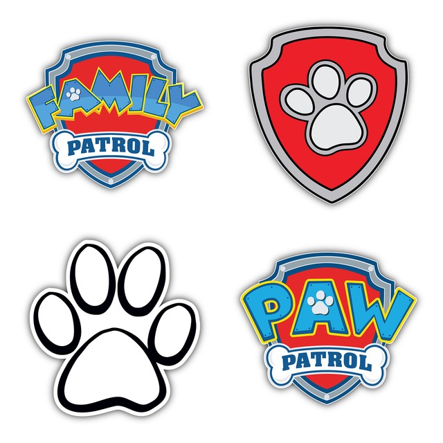 Paw Patrol Shield Cartoon Set Of 4 Vinyl Sticker Decal 5'' longer