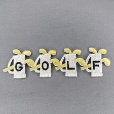 'GOLF' Spell Out 5" x 1.5" Bag Clubs Connected Iron-On Patch