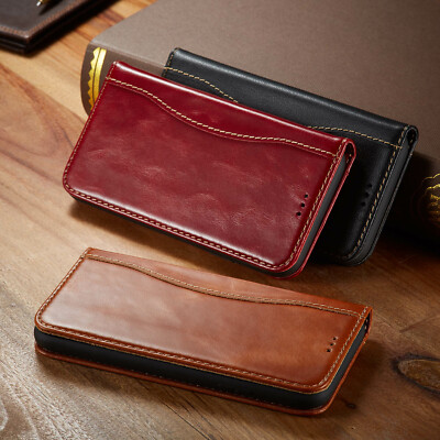 For iPhone 16E 14 13 15 17 Pro Max Shockproof Cowhide Leather Wallet Flip Case