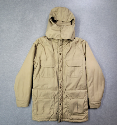 Vintage Woolrich Coat Men Small Tan Full Zip Snap Field Jacket
