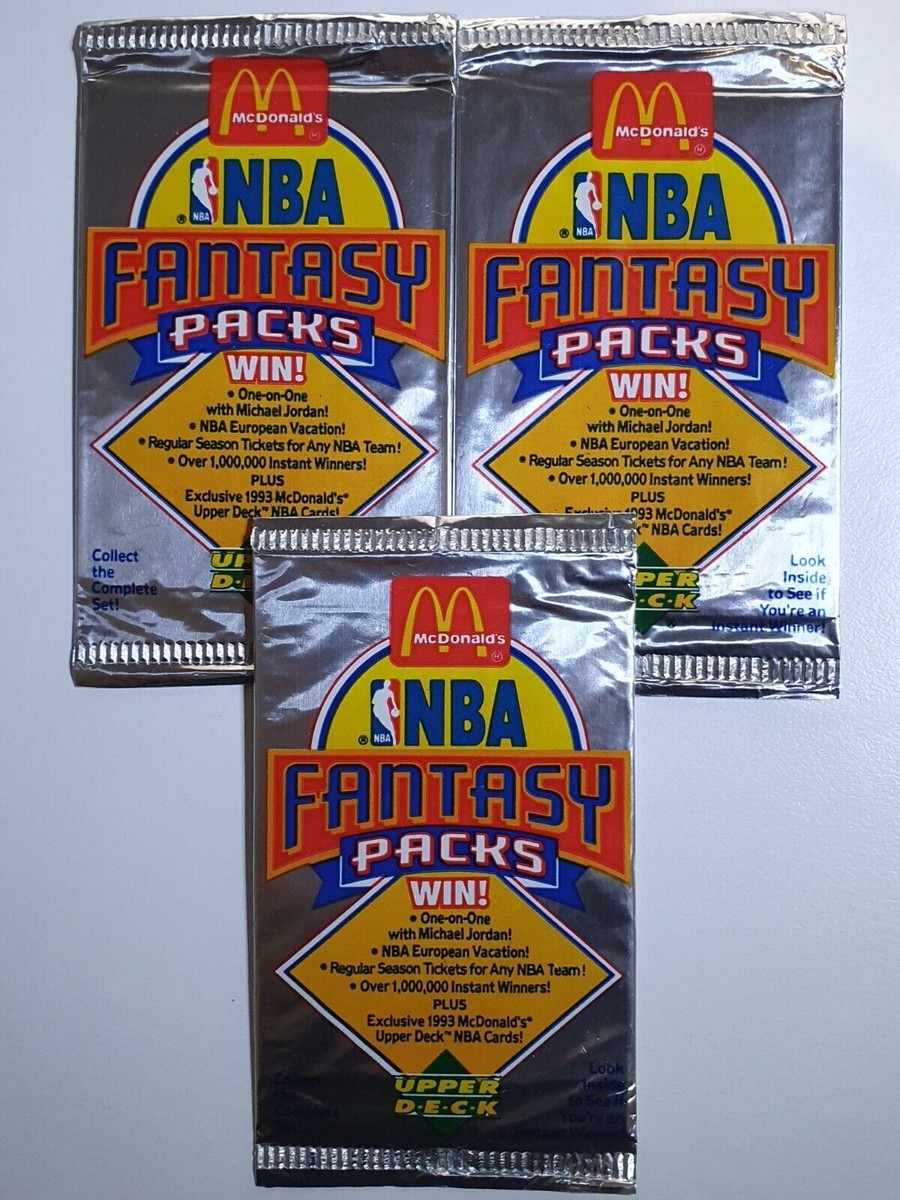 Lot of 3 x Packs of 1992-93 Upper Deck McDonalds NBA Fantasy