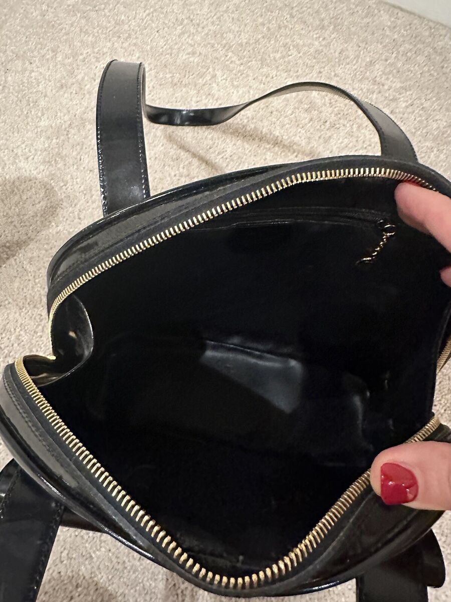 Gucci Bamboo Bamboo Zipper Black Patent Leather Handbag Gucci Bamboo Bamboo Zipper Black Patent Leather Handbag