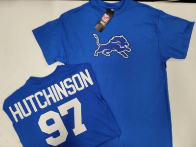 21127 Boys Youth NFL Team Apparel DETROIT LIONS Football SHIRT BLACK ROYAL New