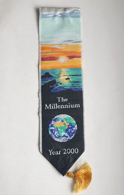 Cash's Silk Woven LESEZEICHEN Millennium Jahr 2000 Sonnenuntergang Weltkarte Souvenir Geschenke