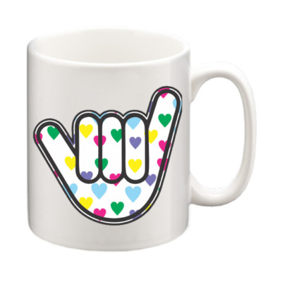 Herz Shaka Hand hängen lose Surfer Tasse und Untersetzer Set