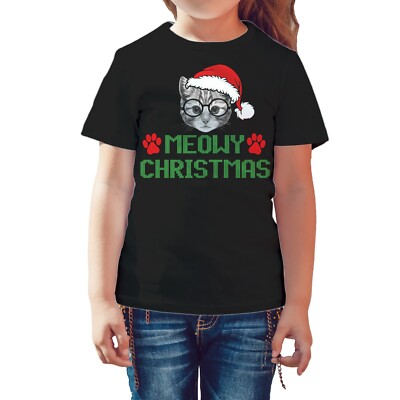 Christmas Cat Lover Santa Hat Glasses Paws Cute Pet Xmas Official Kids  T-Shirt UK