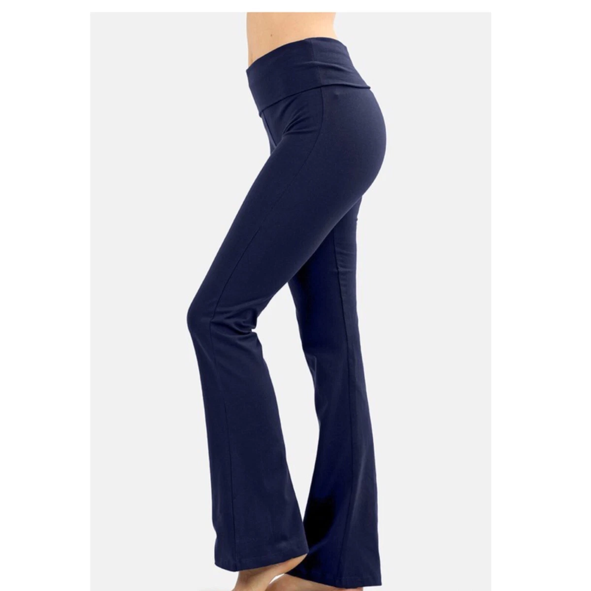 Low Rise Leggings Stretch Yoga Lounge Fold Over Pants Gym Workout Navy S/M/L/XL