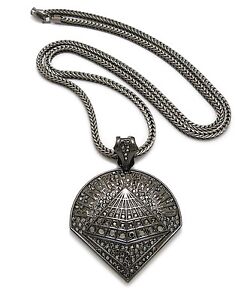 Chris Brown Black Pyramid Pendant 36 4mm Franco Chain Ebay