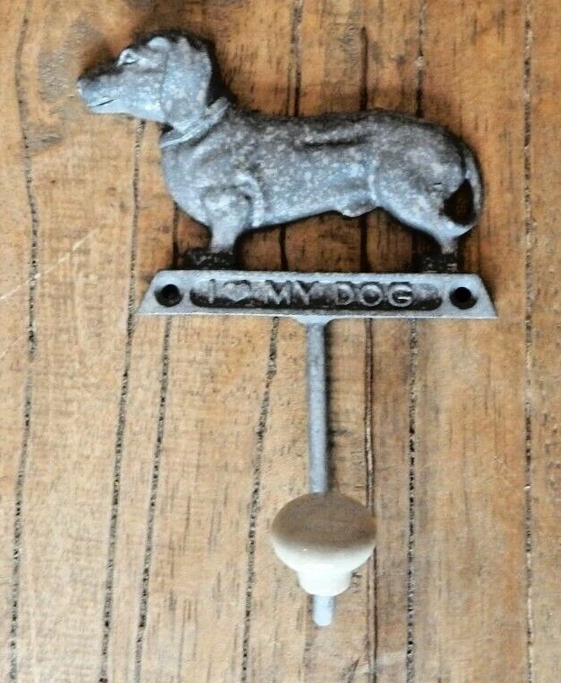 Dachshund Wall Coat Hook Sausage dog Dog lead Lovers Rustic style