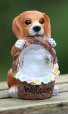 Garden Ornament Dog Solar Light Ornament Decor  Welcome Home