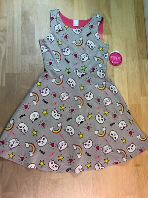 New Girl's Emily West Reversible Dress Cat's/Rainbow Theme--Nice Looking!!