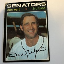 Topps 1971 Don Wert #307 Washington Senators Base Set Vintage Baseball Card