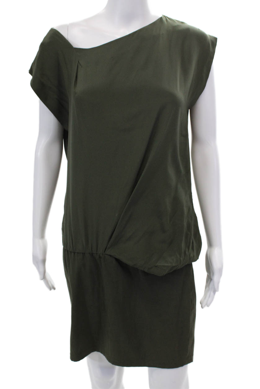 Thakoon Womens Sleeveless Round Neck Mini Blouson Dress Olive Green Size MFree Shipping in US $100+ Orders | $6.95 Orders Below