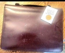 Top Grain Leather Zippered Binder Portfolio Organizer Brown