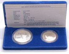 ​​​​​​​USA Box lotto 1 Dollaro e 1/2 Dollaro in argento 1986 Stati uniti Liberty