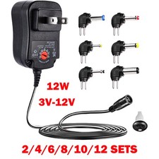2-12 Sets 12W Universal Adjustable AC/DC Adapter 3-12V Power Supply Chargers NEW