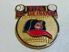 Vintage Cleveland Indians Enamel Lapel Pin Chief Wahoo Spanish Viva El Beisbol
